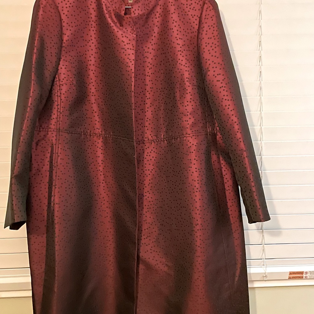 Anne Klein. Formal Blazer Jacket. Worn to 1 black-tie. Sz 24. Crimson w/dots